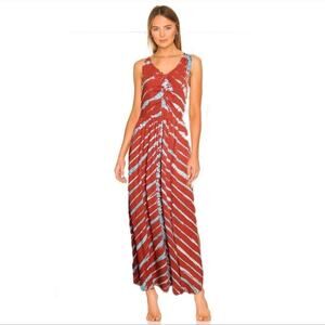 Young Fabulous & Broke Sleeveless Rust Orange & Blue Maxi Dress - Size S
